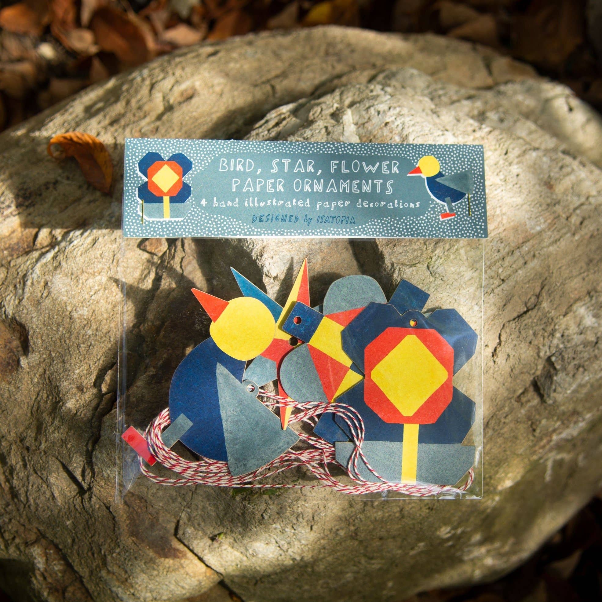 Bird, Flower, Star Paper Ornaments Pack of 4 – Isatopia