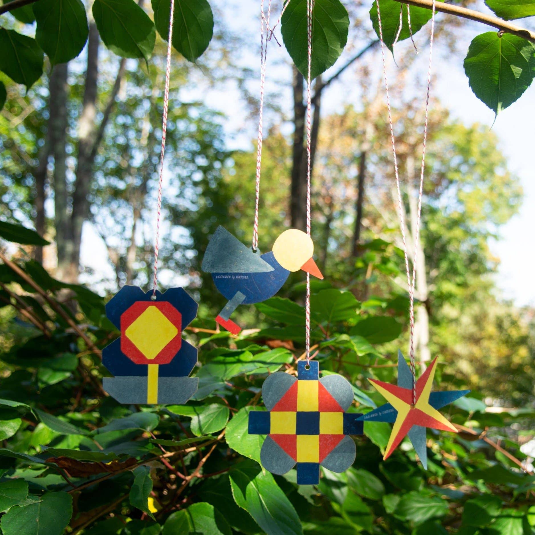 Bird, Flower, Star Paper Ornaments Pack of 4 – Isatopia