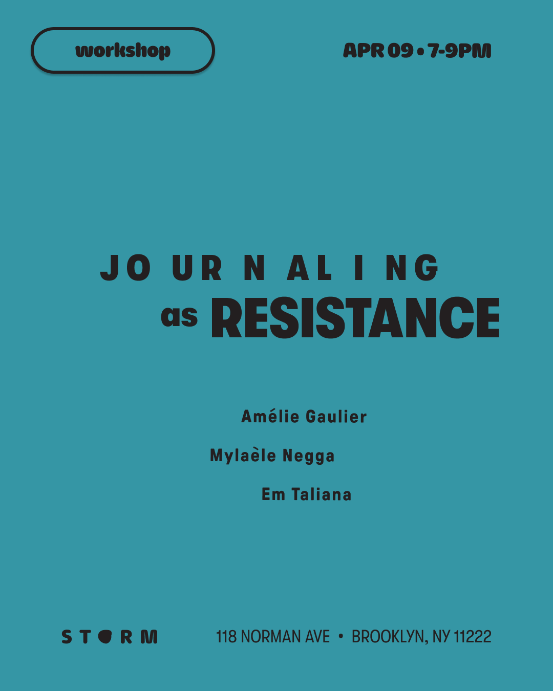 APR 9 • WORKSHOP  – Journaling as Resistance