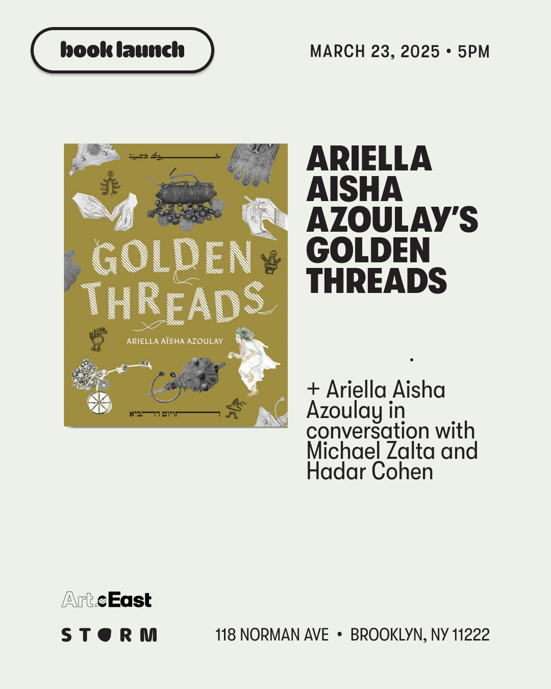 Mar 23 • Book talk and launch Golden Threads – Ariella Aïsha Azoulay