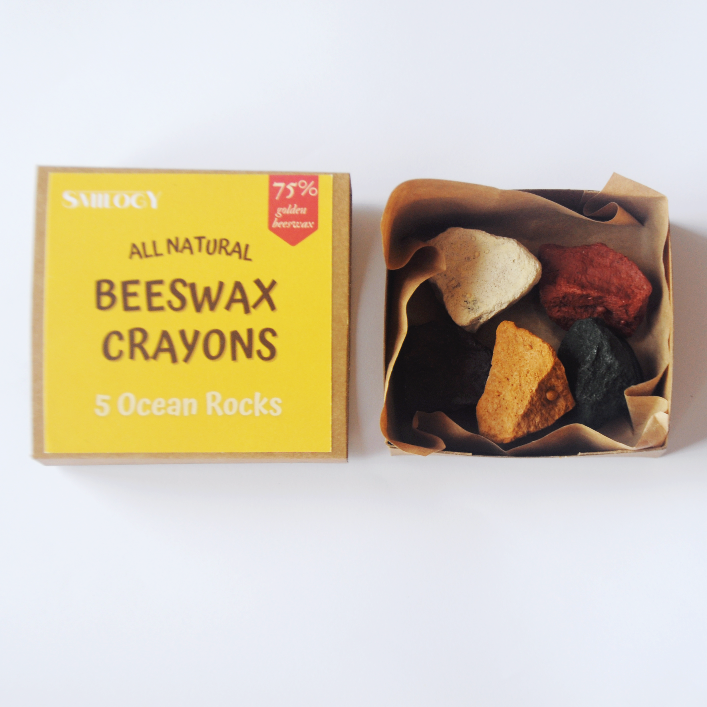 All Natural Textured Beeswax Ocean Rock Crayons | Set of 5