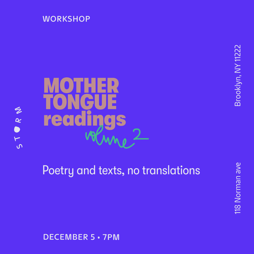 Dec 5 • MOTHER TONGUEs poetry reading – vol2