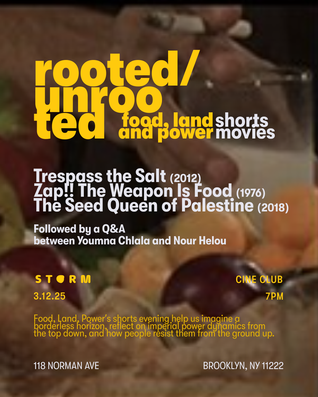 MAR 12 • cine-club : Food, Land, Power