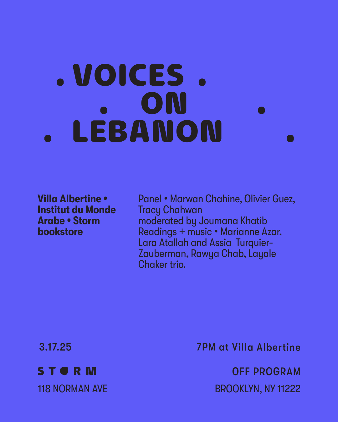 MAR 17 • Voices of Lebanon at Villa Albertine