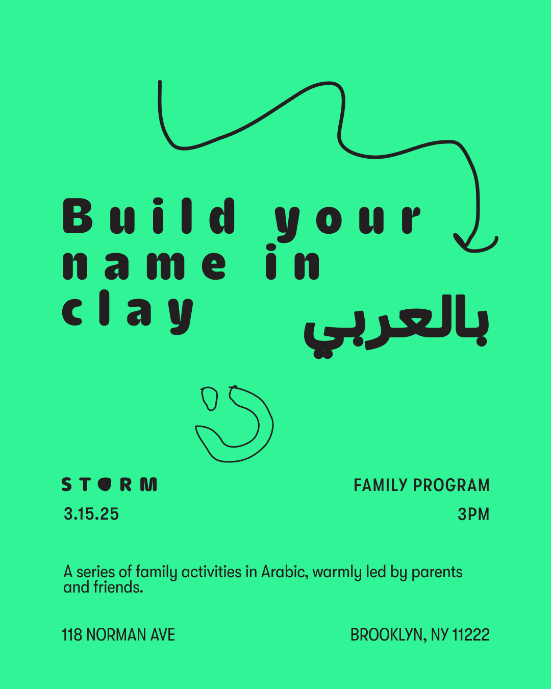 MAR 15 • FAMILY PROGRAM – your name in clay in Arabic