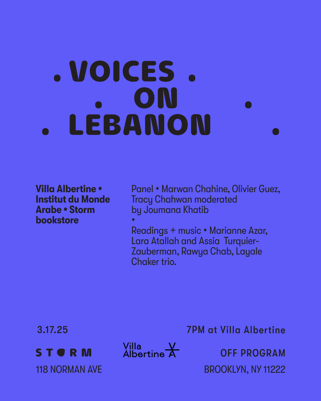 MAR 17 • Voices of Lebanon at Villa Albertine