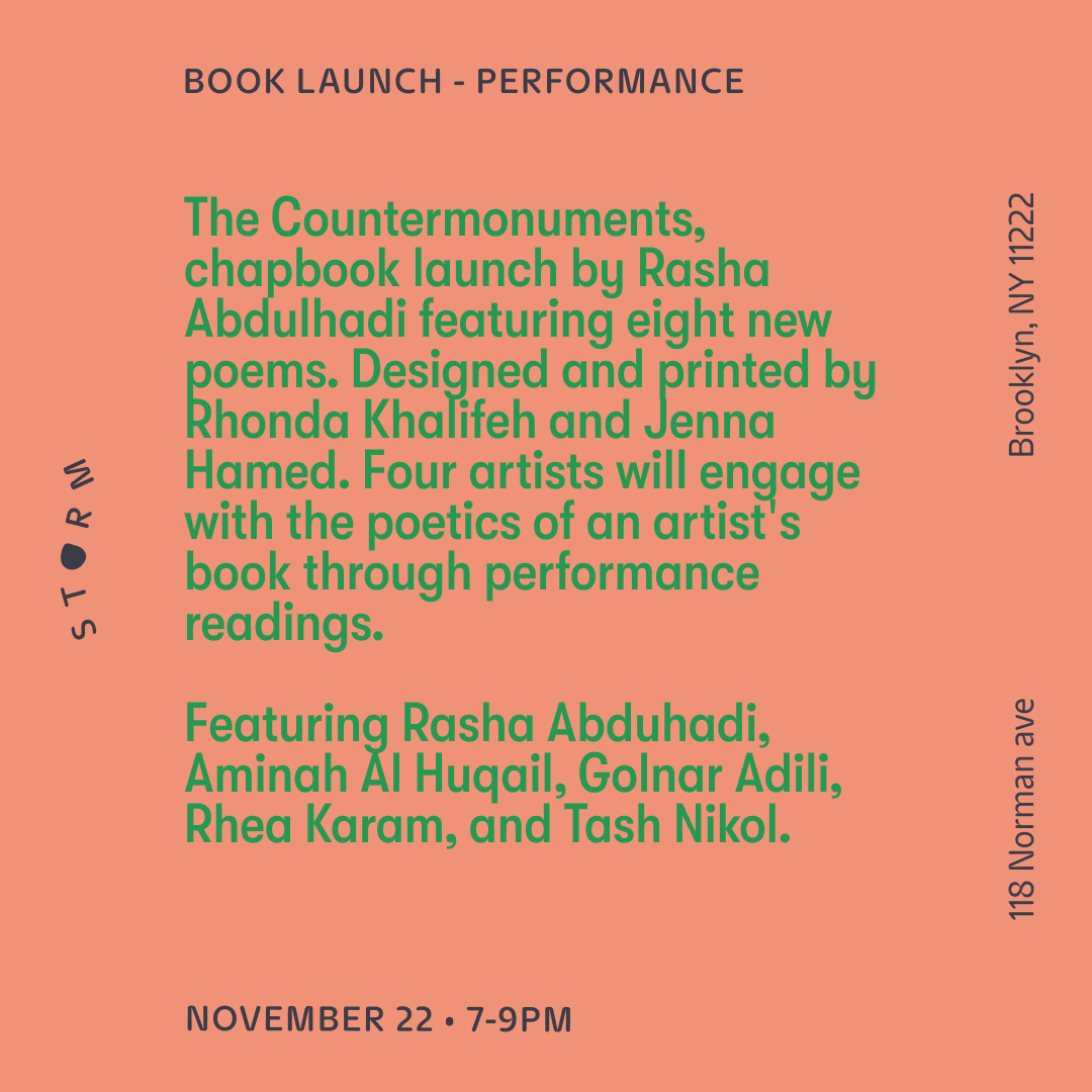 Nov 22 • They talk to me about Palestine: an artist’s book performance reading