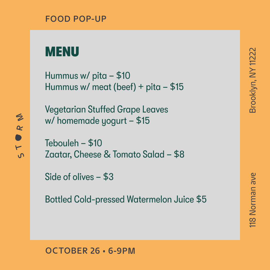 Oct 26 • Hummus w zeitouni POP-UP – Zeina Zeitoun & Johnny Hummus